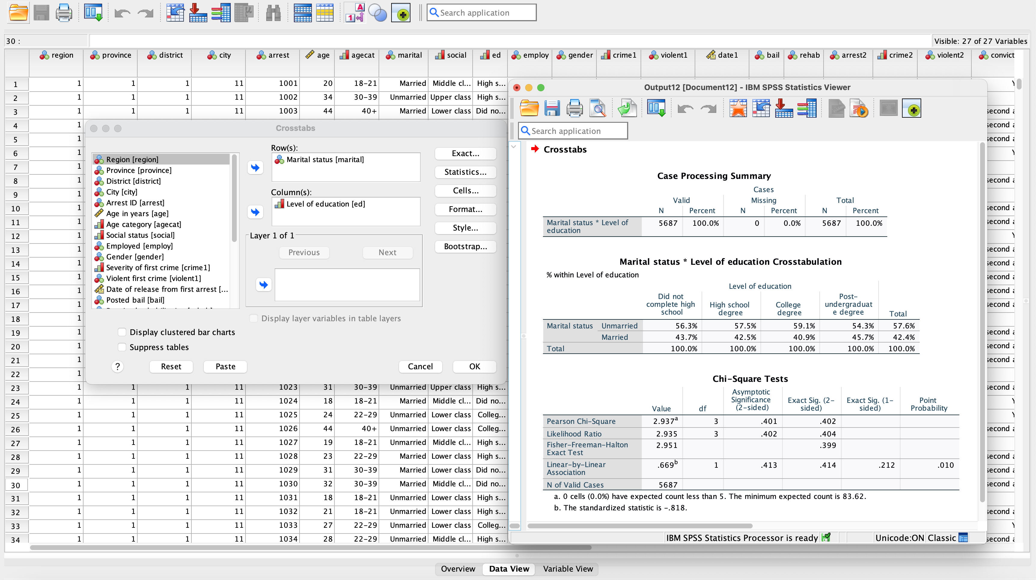 screenshot of IBM SPSS Statistics
